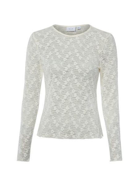 Vila koronkowa koszulka z długim rękawem - VIFay Kobiety Sztuczne włókno biały, M. Białe t-shirty damskie Vila, m, bez wzorów, z koronki, bez kołnierzyka. Za 129.95 zł.