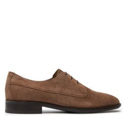 Półbuty BOSS. Brązowe półbuty męskie Boss, bez zapięcia. Za 489.99 zł.