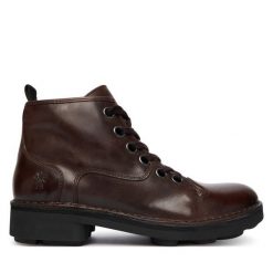 Botki Fly London. Brązowe botki damskie Fly London, bez obcasa, na płaskiej podeszwie, bez zapięcia. Za 629.99 zł.