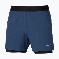 Spodenki do biegania męskie Mizuno Core 5.5 Inches 2in1. Niebieskie szorty męskie Mizuno, bez wzorów, sportowe. Za 179.99 zł.