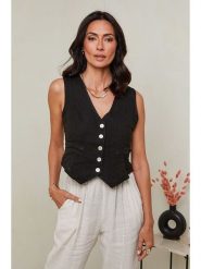 Le Monde du Lin Lniana kamizelka w kolorze czarnym rozmiar: 40/42. Czarne kamizelki damskie Le Monde du Lin, ze lnu. Za 113.90 zł.