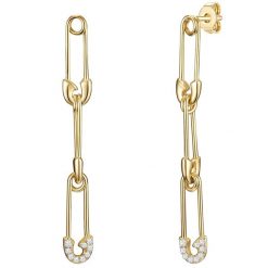 Glanzstücke München Kolczyki wiszące srebrne Agrafka srebro wysokiej próby Cyrkonia żółte złoto 1 ct Damski. Szare kolczyki damskie Glanzstücke München, z cyrkonią, srebrne. Za 269.99 zł.