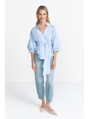 Rich & Royal Bluzka w kolorze błękitnym rozmiar: 36. Niebieskie bluzki damskie Rich & Royal, bez wzorów, z bawełny, bez kołnierzyka, bez ramiączek. Za 214.70 zł.