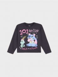 Bawełniana koszulka z długim rękawem Stitch - granatowy. Niebieskie koszulki dziewczęce Sinsay, l, bez wzorów, z bawełny, bez ramiączek. Za 15.99 zł.