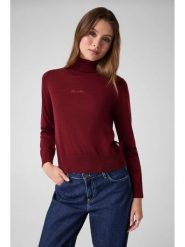 Guess Jeans Golf 184166 Czerwony Classic Fit. Czerwone golfy damskie Guess Jeans, l, z aplikacjami, z jeansu, bez ramiączek. Za 349.00 zł.