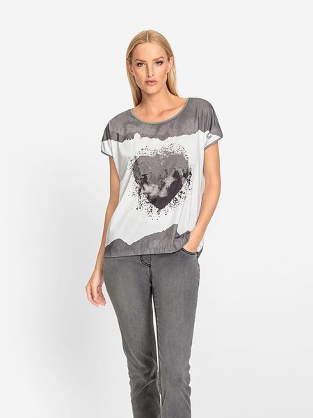 Heine Koszulka w kolorze szaro-białym rozmiar: 46. Białe bluzki damskie Heine, bez wzorów, bez kołnierzyka, bez ramiączek. Za 98.45 zł.