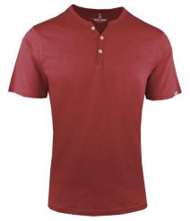 T-Shirt z Dekoltem na Guziki -Pako Jeans- Lekko Melanżowa, Bordowa Tkanina. Czerwone t-shirty męskie Pako Jeans, l, bez wzorów, z bawełny, bez kołnierzyka. Za 69.00 zł.