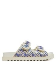 Guess Klapki FLJFDZ FAB19 Écru. Klapki damskie Guess, z aplikacjami, ze skóry, bez obcasa. Za 299.99 zł.