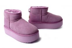 EMU AUSTRALIA W13082 Stinger Micro Flatform mauve mist, botki damskie. Fioletowe botki damskie Emu Australia, na zimę, ze skóry, bez obcasa, bez zapięcia. Za 699.90 zł.