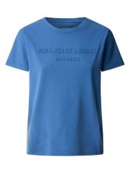 Pepe Jeans Koszulka "Loretta" w kolorze niebieskim rozmiar: XS. Niebieskie bluzki damskie Pepe Jeans, xs, bez wzorów, z bawełny, bez kołnierzyka, bez ramiączek. Za 118.56 zł.