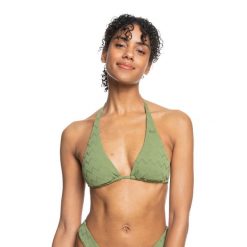 Góra od stroju kąpielowego ROXY Current Coolness Elongated. Zielone bikini damskie Roxy, bez wzorów. Za 79.99 zł.