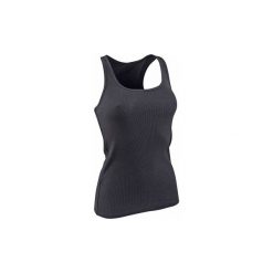 Top Gym & Pilates 500 damski. Czarne topy sportowe damskie DOMYOS, xl, bez wzorów, z bawełny, bez ramiączek. W wyprzedaży za 14.99 zł.