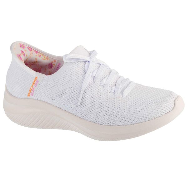 Buty sportowe Sneakersy damskie, Slip-Ins: Ultra Flex 3.0 - Morning Blosso. Białe buty sportowe na co dzień damskie Skechers, bez wzorów, trekkingowe, Skechers Sport. Za 359.99 zł.