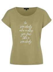 More & More Koszulka w kolorze oliwkowym rozmiar: 36. Zielone t-shirty damskie MORE & MORE, bez wzorów, z bawełny, bez kołnierzyka. Za 48.28 zł.