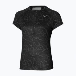 Koszulka do biegania damska Mizuno Graphic Trail Tee. Czarne topy sportowe damskie Mizuno, l, bez wzorów, z materiału, bez ramiączek. Za 189.99 zł.