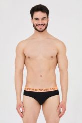 EMPORIO ARMANI Slipy czarne 3-pack. Czarne slipki męskie Emporio Armani, bez wzorów, z bawełny. W wyprzedaży za 205.99 zł.