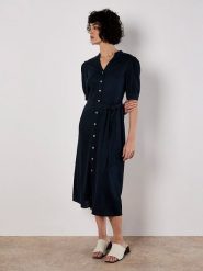 Apricot Sukienka w kolorze granatowym rozmiar: XS. Niebieskie sukienki damskie Apricot, na co dzień, xs, bez wzorów, z tkaniny, bez kołnierzyka, bez ramiączek, maxi, proste. Za 79.77 zł.