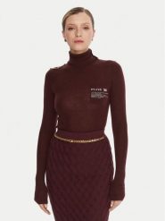 Elisabetta Franchi Golf MK-43B-57E2-V320 Bordowy Regular Fit. Czerwone golfy damskie Elisabetta Franchi, bez wzorów, z wełny, bez ramiączek. Za 1,299.00 zł.