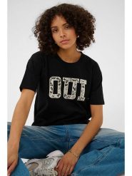 Kaffe Koszulka w kolorze czarnym rozmiar: L. Czarne bluzki damskie Kaffe, l, bez wzorów, z bawełny, bez kołnierzyka, bez ramiączek. Za 104.99 zł.