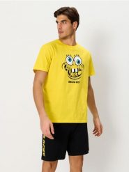 Piżama dwuczęściowa SpongeBob - czarny. Czarne piżamy męskie Sinsay, l, bez wzorów, bez ramiączek. Za 49.99 zł.