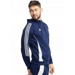 Adidas bluza męska sportowa hoodie Tiro 24 roz. M. Niebieskie bluzy sportowe męskie Adidas, bez wzorów, sportowe, bez kołnierzyka, bez ramiączek. Za 169.00 zł.