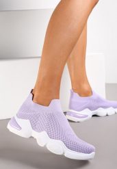 Fioletowe Buty Sportowe na Grubej Podeszwie z Elastyczną Cholewką Awida. Fioletowe buty sportowe na co dzień damskie Renee, bez wzorów. Za 49.99 zł.