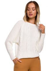 Made of emotion Sweter w kolorze kremowym rozmiar: L/XL. Brązowe swetry klasyczne damskie Made Of Emotion, l, ze splotem, bez kołnierzyka. Za 96.83 zł.