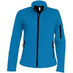 Kurtka damska Kariban Softshell. Niebieskie kurtki damskie KARIBAN, bez wzorów, z softshellu, bez kaptura. Za 216.50 zł.