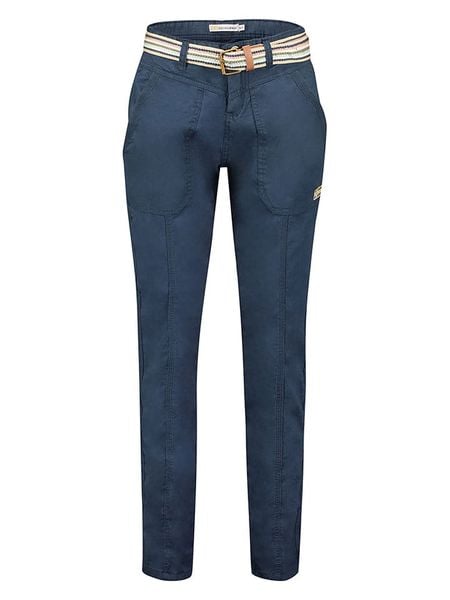 Geographical Norway Spodnie "Prioria" w kolorze granatowym rozmiar: XL. Niebieskie spodnie materiałowe damskie Geographical Norway, bez wzorów, z bawełny. Za 115.45 zł.