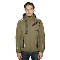 Męska turystyczna kurtka softshell GEOGRAPHICAL NORWAY ROYAUTE DB KAKI-NOIR…. Czarne kurtki softshell damskie Geographical Norway, m, z aplikacjami, z materiału, z kapturem. Za 249.00 zł.