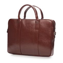Skórzana torba męska na laptopa Solier burgundowa. Czerwone torby na laptopa damskie Solier, bez wzorów, ze skóry. Za 489.00 zł.