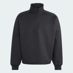 ZIMOWA BLUZA Z KRÓTKIM SUWAKIEM SOFT LUX. Czarne bluzy bez kaptura męskie Adidas, m, z bawełny. Za 329.00 zł.
