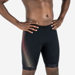 Spodenki pływackie Jammer męskie Nabaiji Fiti. Czarne kąpielówki męskie Decathlon, m, bez wzorów, z elastanu, na fitness i siłownię. Za 119.99 zł.