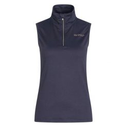 Damska koszulka do jazdy konnej HV Polo Lumiere. Niebieskie bluzki damskie HV POLO, bez wzorów, eleganckie, bez kołnierzyka, bez ramiączek. Za 251.50 zł.