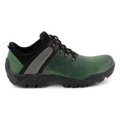 Olivier Skórzane buty trekkingowe męskie 311GT zielone. Zielone buty trekkingowe męskie ze skóry, bez zapięcia, trekkingowe. Za 351.82 zł.