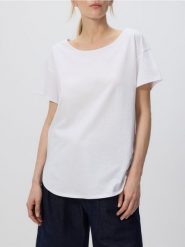 Bawełniany t-shirt - biały. Białe t-shirty damskie Reserved, l, bez wzorów, z bawełny, bez kołnierzyka. Za 29.99 zł.