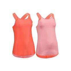 Top kardio fitness FTA 520 damski. Czerwone topy sportowe damskie DOMYOS, l, bez wzorów, z elastanu, bez ramiączek. W wyprzedaży za 29.99 zł.