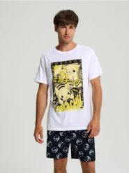 Piżama dwuczęściowa Pokémon - biały. Białe piżamy męskie Sinsay, l, bez wzorów, bez ramiączek. W wyprzedaży za 35.99 zł.