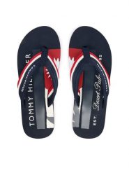 Tommy Hilfiger Japonki Patch Hilfiger Beach Sandal FM0FM05903 Granatowy. Niebieskie klapki i japonki męskie Tommy Hilfiger, z materiału. Za 169.99 zł.