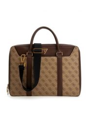 Guess Torba na laptopa Vezzola Smart HMEVZL P3138 Beżowy. Brązowe torby na laptopa damskie Guess, z aplikacjami, ze skóry. Za 429.99 zł.