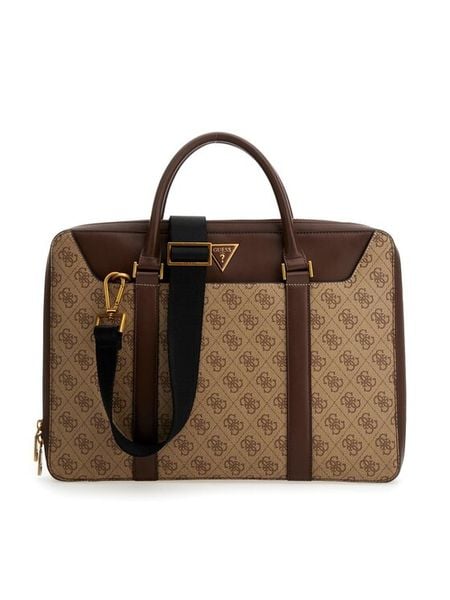 Guess Torba na laptopa Vezzola Smart HMEVZL P3138 Beżowy. Brązowe torby na laptopa damskie Guess, z aplikacjami, ze skóry. Za 619.99 zł.