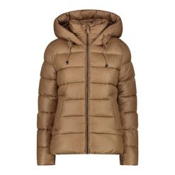 Kurtka puchowa z kapturem z efektem 3D dla kobiet CMP. Brązowe kurtki damskie CMP, bez wzorów, z puchu, z kapturem. Za 779.00 zł.
