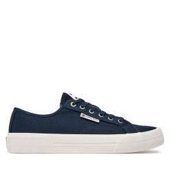 Tenisówki Tommy Jeans. Niebieskie trampki i tenisówki męskie Tommy Jeans, bez wzorów, z jeansu, bez zapięcia. Za 169.99 zł.