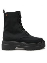 Tommy Hilfiger Botki FW0FW08200 Czarny. Czarne botki damskie Tommy Hilfiger, ze skóry, bez obcasa, na płaskiej podeszwie, bez zapięcia. Za 559.99 zł.