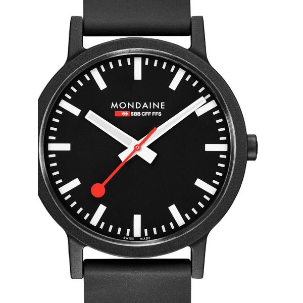 Zegarek męski Mondaine MS1.41120.RB, Quartz, 40mm, 3ATM. Czarne zegarki męskie MONDAINE, ze stali. Za 935.75 zł.