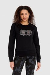 AERONAUTICA MILITARE Czarna bluza damska z dużym haftowanym logo. Czarne bluzy bez kaptura damskie AERONAUTICA MILITARE, s, z wiskozy. W wyprzedaży za 359.99 zł.