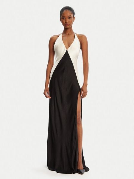 Bardot Sukienka koktajlowa Yve Contrast Halter 59315DB3 Czarny Regular Fit. Czarne sukienki damskie BARDOT, bez wzorów, z wiskozy, wizytowe, bez kołnierzyka, bez ramiączek. Za 379.99 zł.