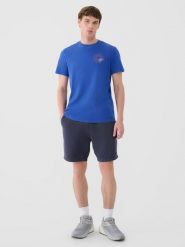 4F Spodenki dresowe męskie - szare 3XL. Szare szorty męskie 4f, z bawełny, bez kołnierzyka. W wyprzedaży za 79.99 zł.