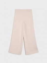 Spodnie wide leg z kieszeniami i domieszką wiskozy, soft touch - beżowy. Brązowe spodnie materiałowe damskie Sinsay, bez wzorów, z dzianiny. Za 49.99 zł.