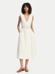 Tommy Hilfiger Sukienka letnia WW0WW48951 Biały Regular Fit. Białe sukienki damskie Tommy Hilfiger, na lato, m, bez wzorów, ze lnu, bez kołnierzyka, bez ramiączek. Za 949.99 zł.